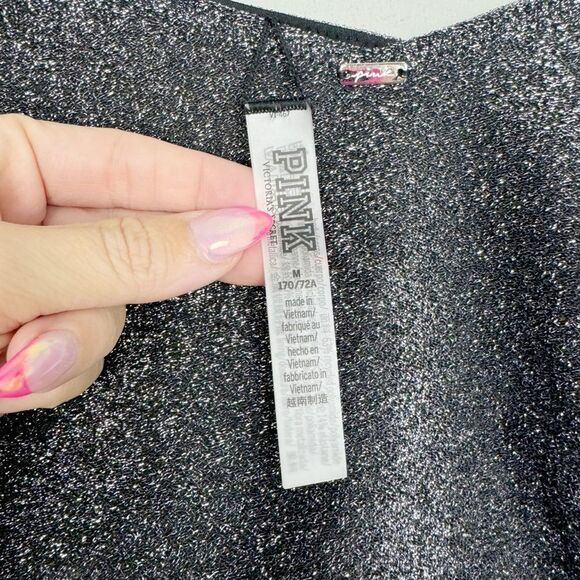 VICTORIA’S SECRET PINK | NEW Black Shimmer Two Piece Swimsuit Women’s Size M - Picture 15 of 16